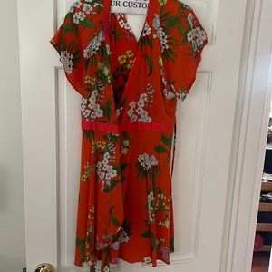 Karen Millen Orange Floral Wrap Dress